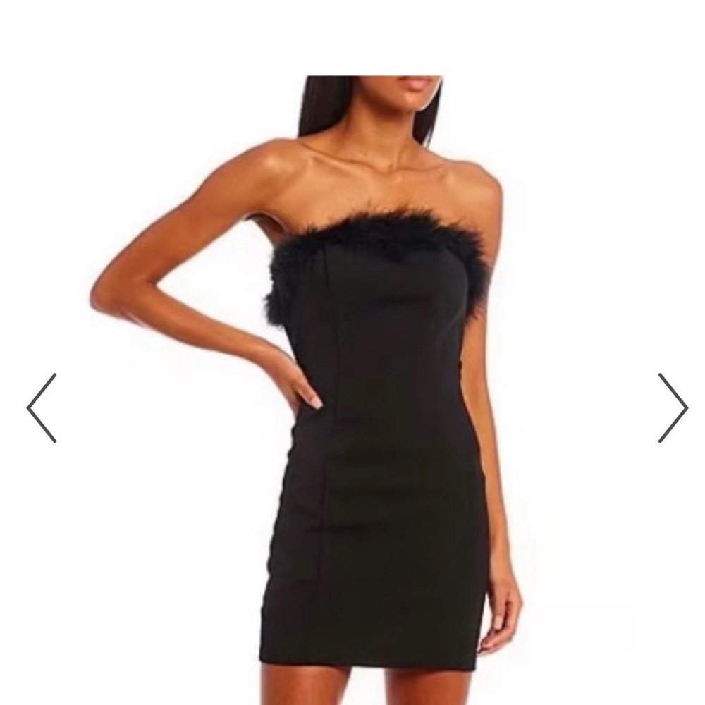 Morgan & Co. Black Feathered Mini Dress